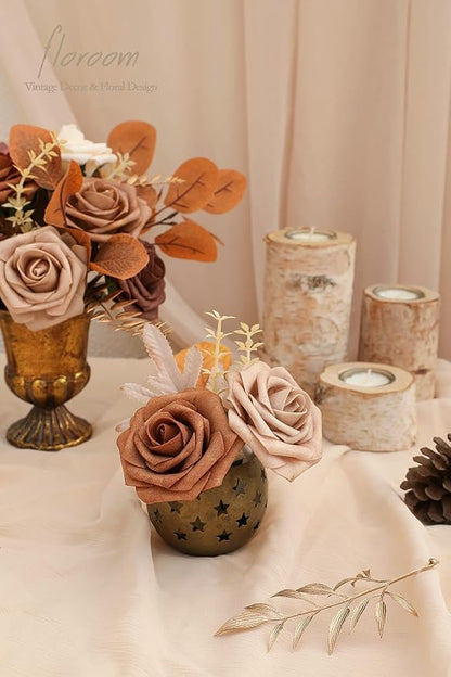 Floroom Artificial Flowers 25pcs Real Looking Earth Tones Ombre Colors Foam - Image 6