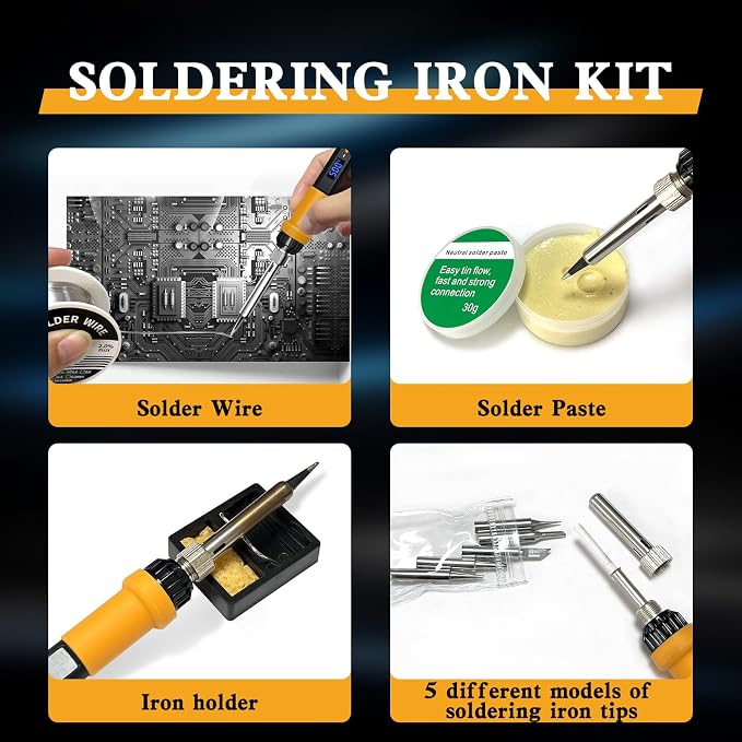 Soldering Iron Kit, 80W LED Display Adjustable Temperature Soldering Iron Kit - Image 5