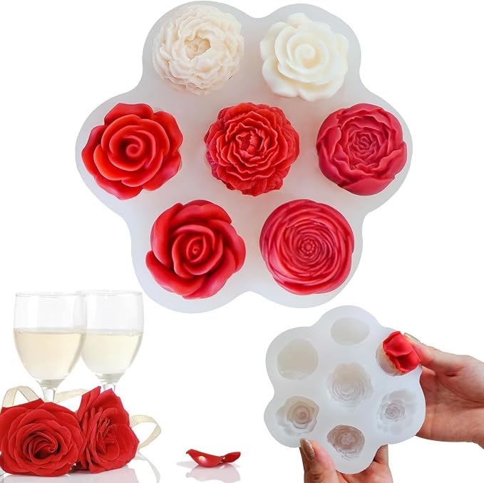 7 Sets Flower Candle molds, 3D Valentin e's Day Mold by JDHSilicone