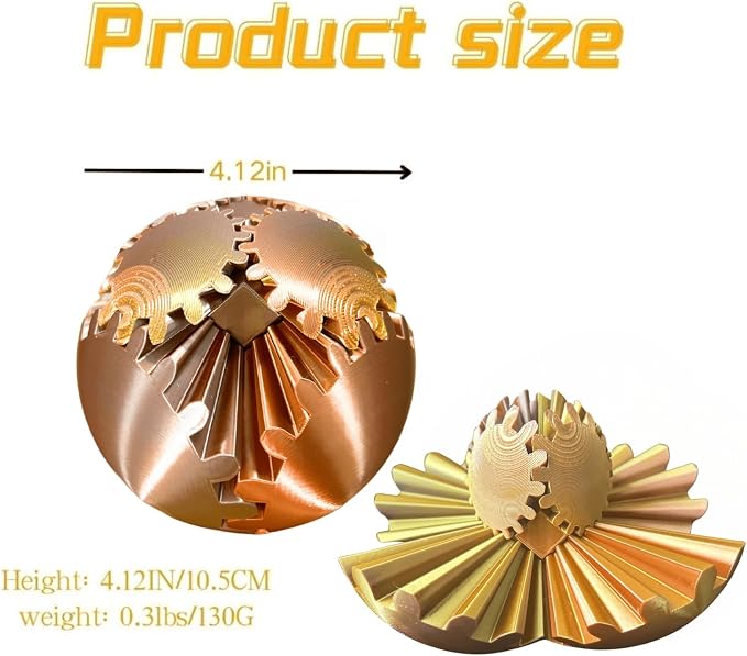 Gear Ball, 4.2in 3D Printed Gear Ball Spin Ball Cube Fidget Toys, Gear Sphere - Image 2