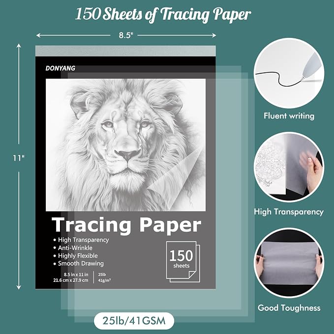 Tracing Paper 8.5x11 inch, 150 Sheets Transparent Vellum Paper - Image 2