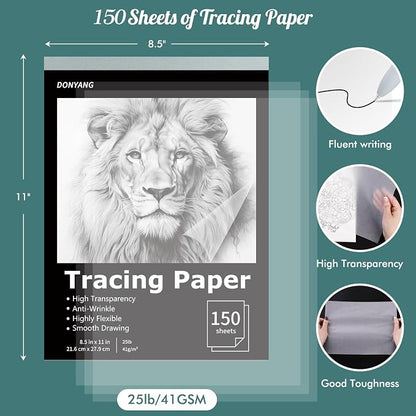 Tracing Paper 8.5x11 inch, 150 Sheets Transparent Vellum Paper - Image 2