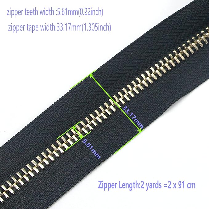 #5 Metal Zippers by The Yard Bulk 2 Yards Black Tape - Image 3