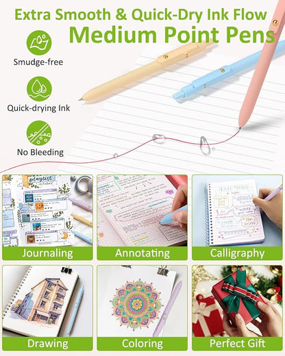 FIOVER Colored Pens, 6 Pack Colorful Gel Pens, Quick-Dry 0.7mm Medium Point - Image 6