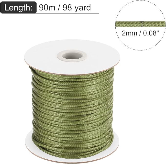MECCANIXITY Waxed Cord 2mm Waxed Polyester Cord 98 Yard Wax String - Image 2