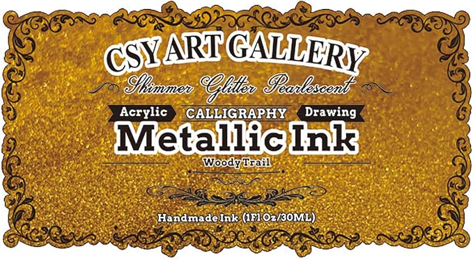 CSY Art GalleryMetallic Acrylic Paint Inks -Gold Calligraphy Ink -Golden - Image 2