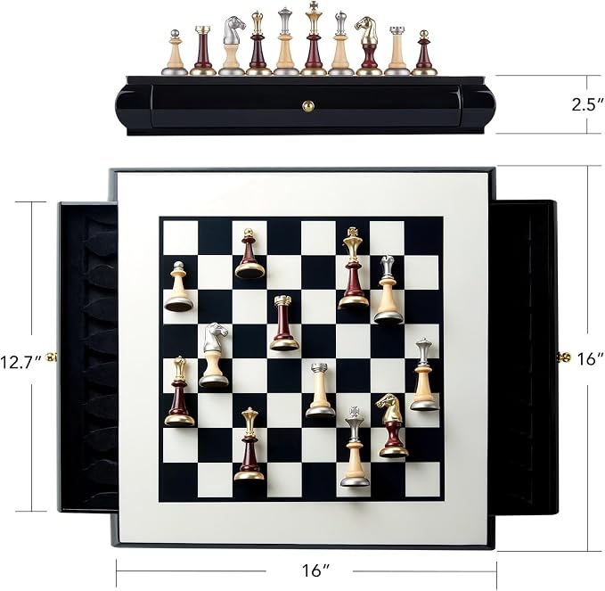 AMEROUS 16 Inches Wooden Chess Set, Large Size Board - Image 5