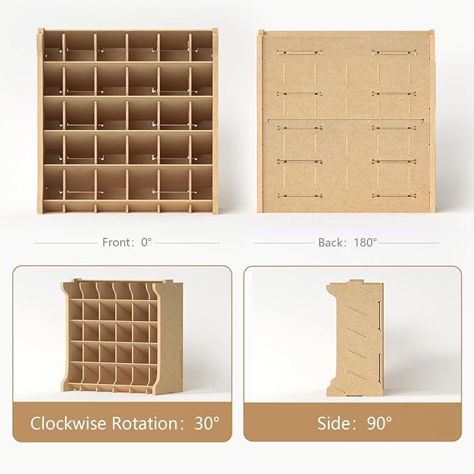 Paint Rack Organizer for 30 Bottles, Craft Supplies Storage, MDF Material - Image 5