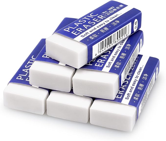 Tamaki 12 Pack Erasers, Large White Eraser by Tamaki
