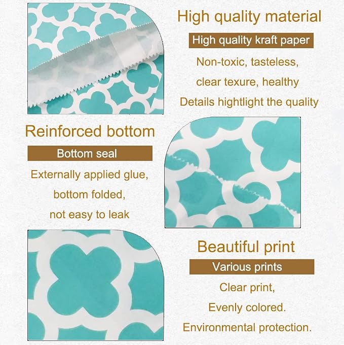 KEYYOOMY 100 Pcs Teal Blue Candy Buffet Bags - Image 3