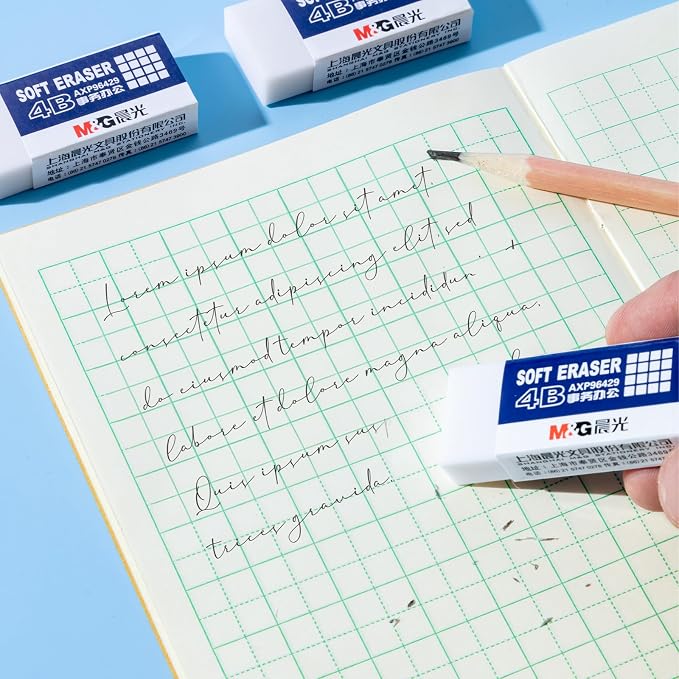 M&G 30 Pack Large Erasers Pencil Erasers, 4B White Rubber Eraser Rectangular - Image 8