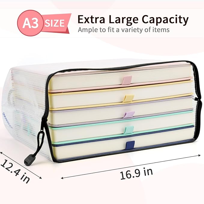 Umriox Zipper Pouch, 16.9x12.4 in, Extra Large Mesh Bags, Waterproof Zipper - Image 2