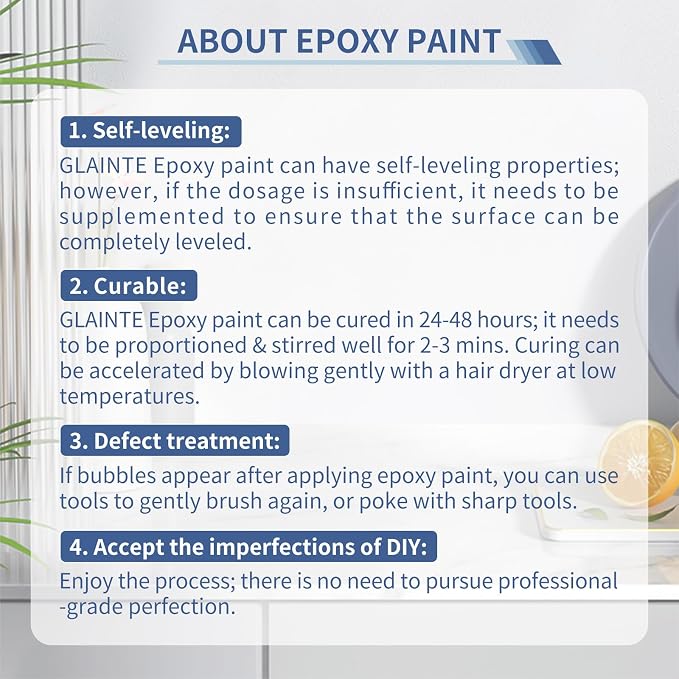 GLAINTE Bright White Marble Countertop Paint Kit Epoxy Countertop Refinishing - Image 4