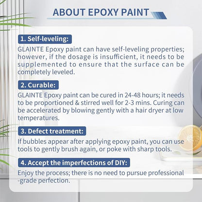 GLAINTE Bright White Marble Countertop Paint Kit Epoxy Countertop Refinishing - Image 4
