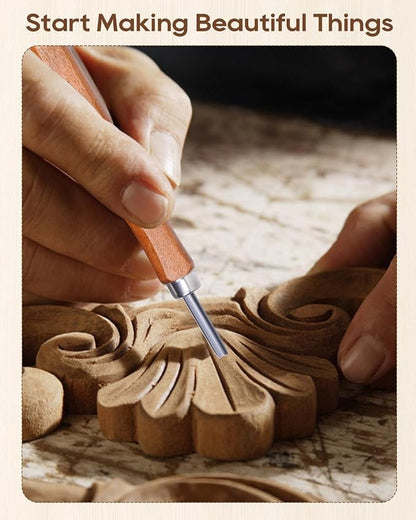 UCEC 5 Pack Linocut Wood Carving Tools Set Linoleum Hand Wood Carving Kit - Image 5