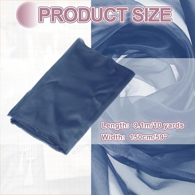 MECCANIXITY Iridescent Sheer Organza Fabric, 10 Yards x 59 Inches Solid - Image 2