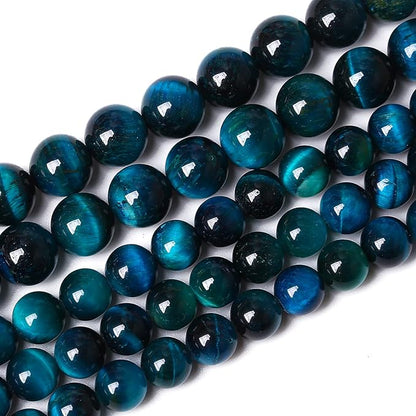 76PCS 10mm Blue Tiger Eye Gemstone Loose Beads Natural Round Loose Stone Beads - Image 2