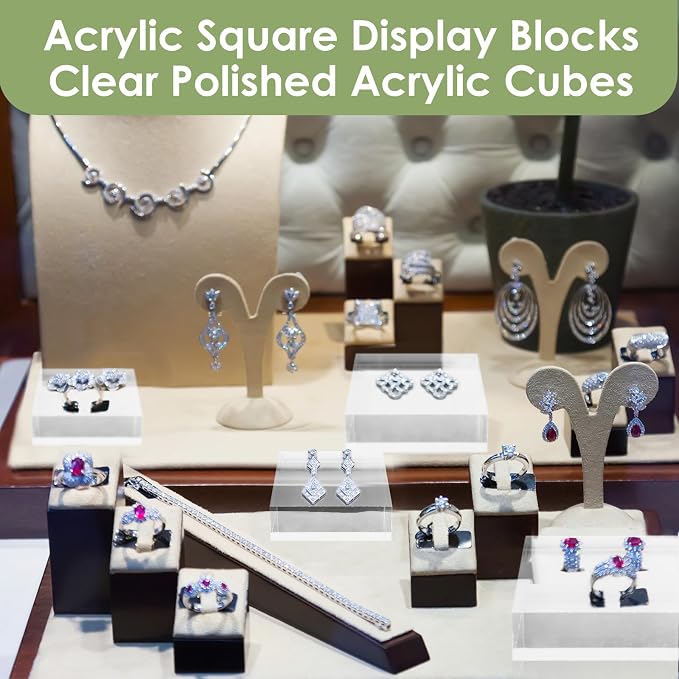Remerry 8 Pieces Acrylic Display Block 3 x 3 x 1 Inch - Image 5