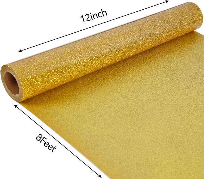 FUNKAKA Glitter Golden HTV Heat Transfer Vinyl Rolls - Image 2