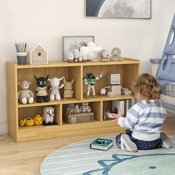 Toy Storage Organizer, 2-Tier Kids Bookshelf, 5 Cube Kids' Bookcases, Cabinets - Image 4