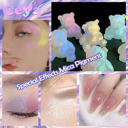 Ceya Interference Mica Powder, 1.8oz/ 50g Ghost Aqua Chrome Nail Powder - Image 6