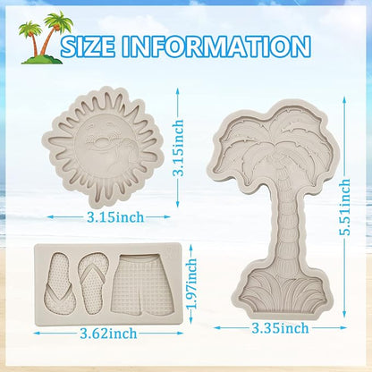 3 Pcs Hawaiian Coconut Tree Fondant Molds, Seaside Beach Sun Silicone Molds - Image 5