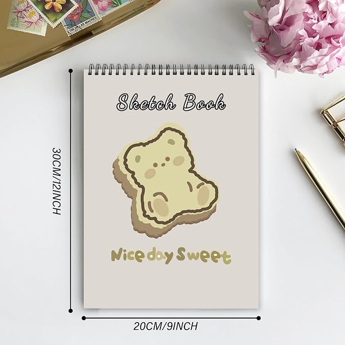 Deokke Sketchbook Top Spiral Bound Sketch Pad, 9 x 12 inch, 100GSM Thick Paper - Image 2