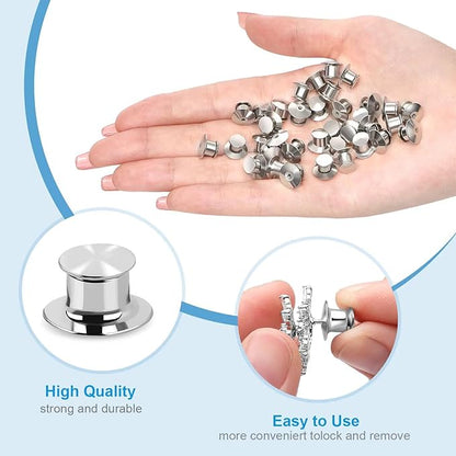 40PCS Locking Pin Back Locking Pin Keeper Clasp, Metal Pin Backing - Image 3