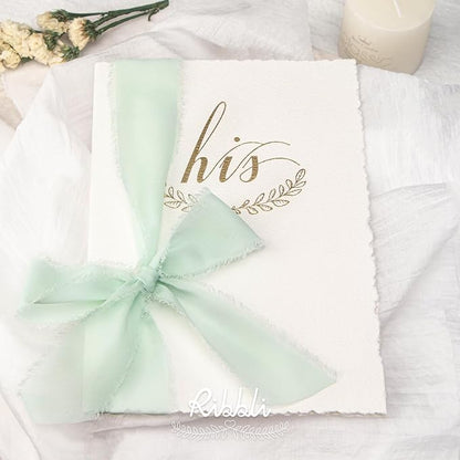 Ribbli Mint Green Chiffon Ribbon 1-1/2 inch x 20 Yard Handmade Fringe Chiffon - Image 3