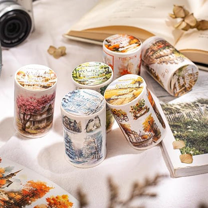 6 Rolls Seasonal Landscape Washi Tape Set, Nature-Inspired Stickers - Image 4