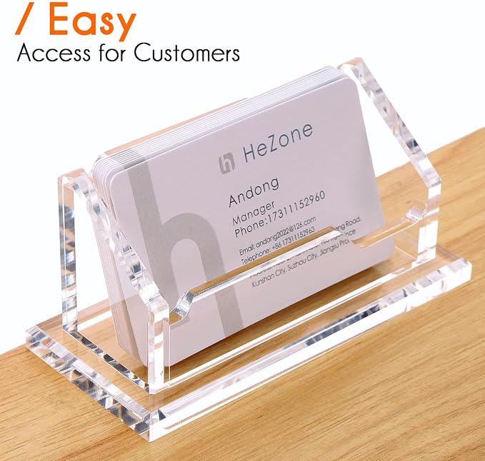 Acrylic Card Holder Clear Horizontal Business Card Organizer Stand - Image 5