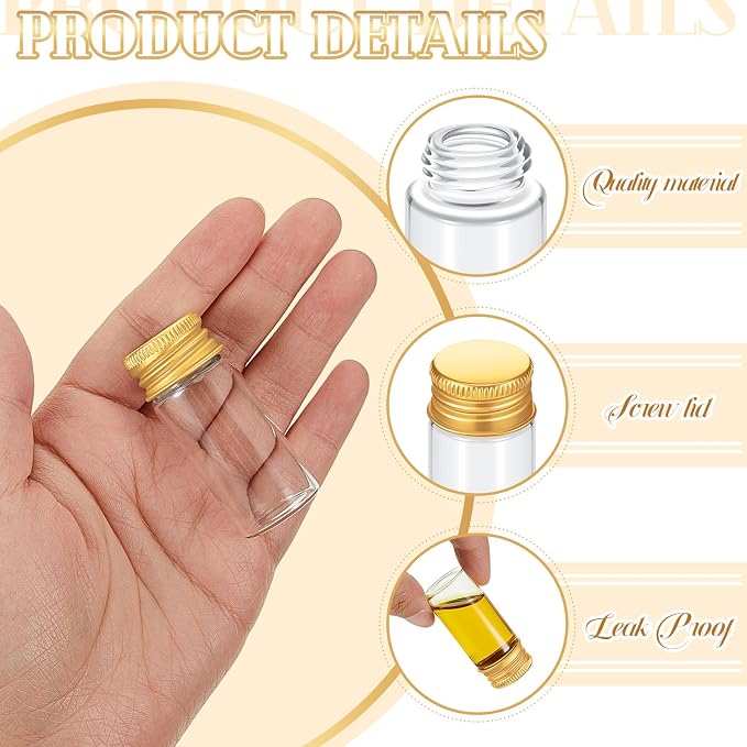 100 Pcs Small Clear Vials Spice Mini Jars - Image 3