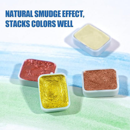 Mini Glitter Watercolor Paint Set, 20 Colors Shimmer Metallic Watercolour - Image 5