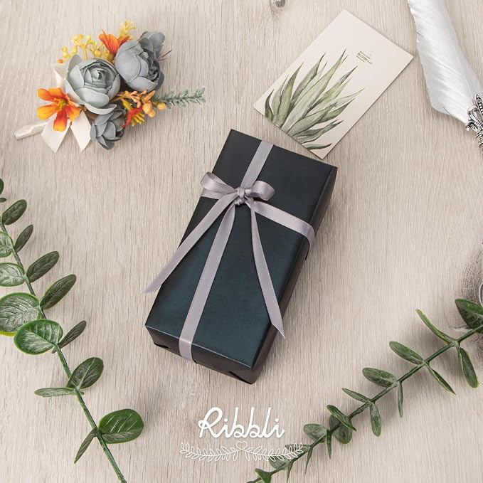 Ribbli Silver Satin Ribbon Double Faced Satin 1/4 Inch x Continuous 100 - Image 2