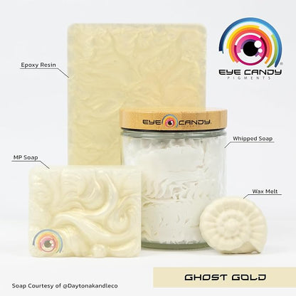 Mica Powder Pigment “Ghost Gold White” Multipurpose DIY Arts and Crafts - Image 3