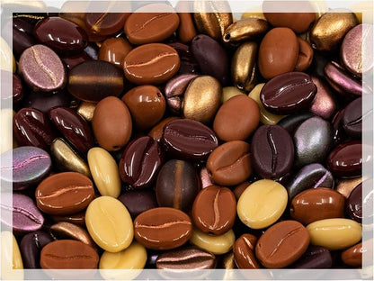 40+ Glass Coffee Bean Beads Czech Republic, 0.43 inch Mix - Image 3