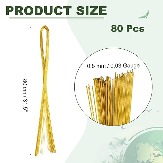 PATIKIL 32 Inch 22 Gauge Floral Stem Wire, 2 Pack/80 Pieces Bouquet Stem Paper - Image 2