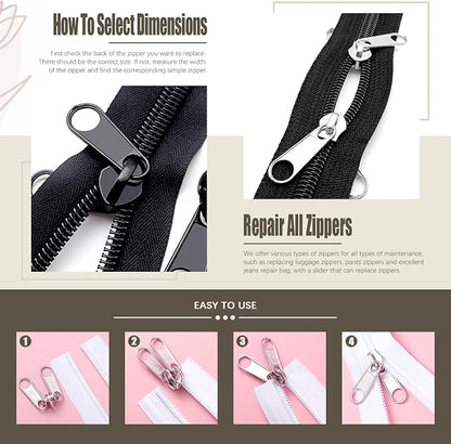 250Pcs Zipper Replacement Zipper Repair Fix Kit Zipper Slider Set - Image 4