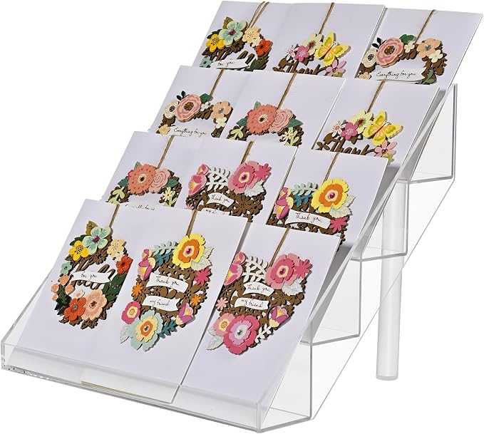 PecMuikee Greeting Card Display, 4 Tiers Clear Acrylic Sticker Display Stand - Image 8