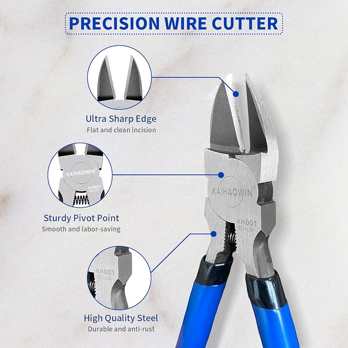 Wire Cutters 10 Pack, KAIHAOWIN 6 inch Dikes Small Wire Cutters Flush Cutters - Image 4