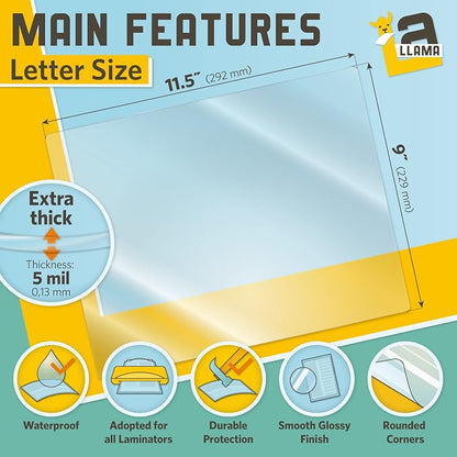 Thermal Laminating Pouches, 9 x 11.5 Inches, 5 Mil Thick, 20 Pack, Suited - Image 2