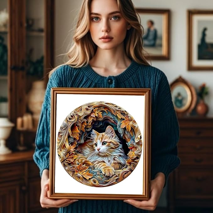 Wooden Puzzles Adults, 3D Cat Wooden Puzzles 200 Pieces, Unique Animal Shaped - Image 5