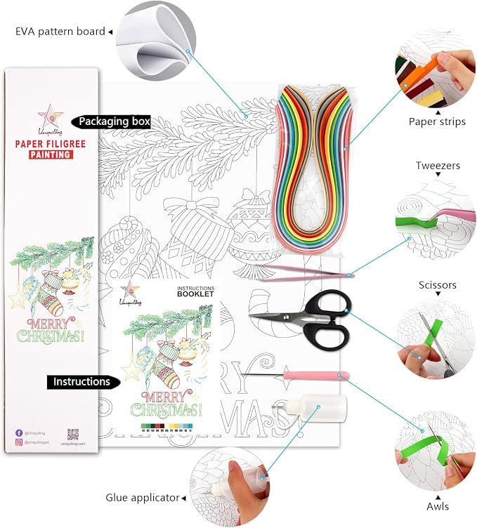Uniquilling Christmas Quilling Kits, Paper Quilling Kit - Image 3