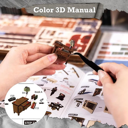 CUTEBEE Book Nook Kit, DIY Booknook Miniature House Tiny House 3D Wooden Puzzle - Image 7
