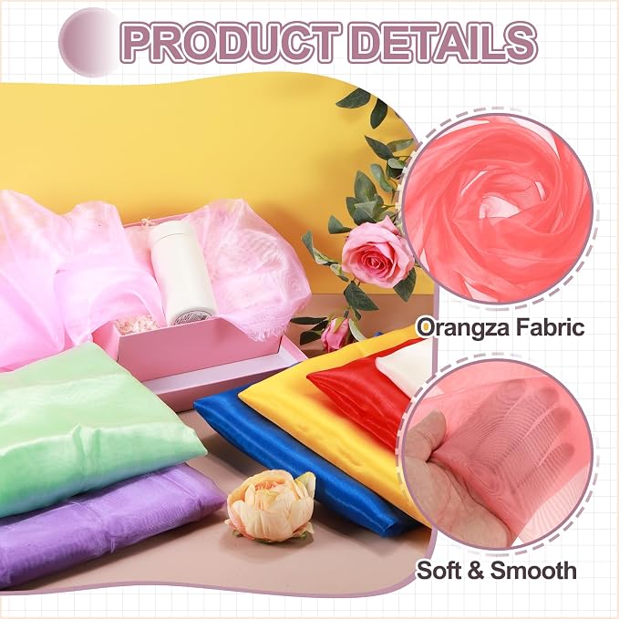 MECCANIXITY Iridescent Sheer Organza Fabric, 10 Yards x 59 Inches Solid - Image 3