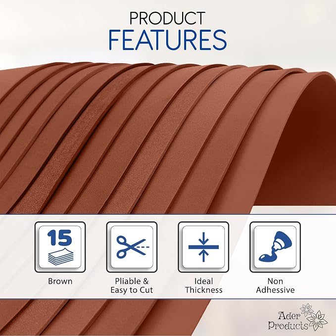 Brown EVA Foam Sheets for Crafts, 15 Pack, 9 x 12 Inch, 2mm Thickness – Ideal - Image 4
