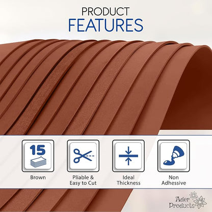Brown EVA Foam Sheets for Crafts, 15 Pack, 9 x 12 Inch, 2mm Thickness – Ideal - Image 4