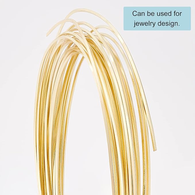 BENECREAT 22Gague 16.4 Feet Real 14K Gold Plated Square Brass Wire, Light Gold - Image 5