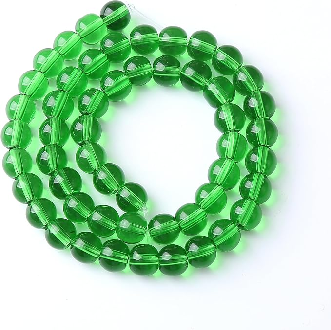 46pcs 8mm Smooth Green Crystal Glass Quartz Beads Round Loose Beads - Image 4