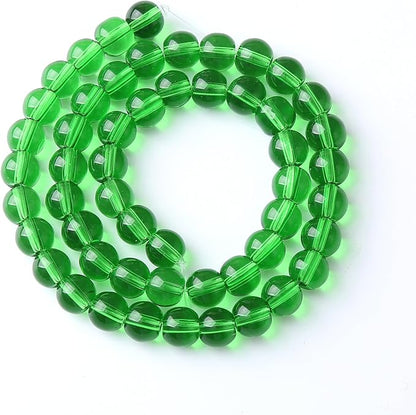 46pcs 8mm Smooth Green Crystal Glass Quartz Beads Round Loose Beads - Image 4